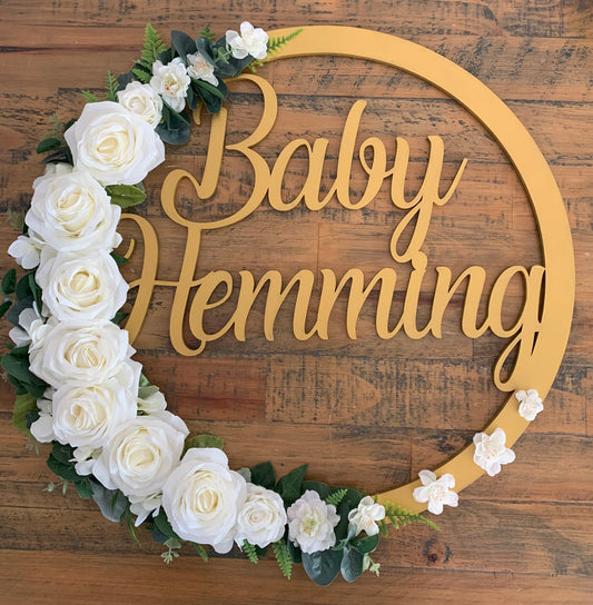 Personalised Baby Flower Hoop | Baby Shower Gift | New Baby Gift | Baby Shower Decor | Nursery Decor